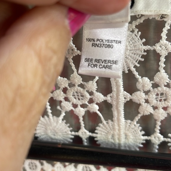 Crochet‎ lace cream long boho western vest shawl, women’s size Medium. Lace - Picture 8 of 11